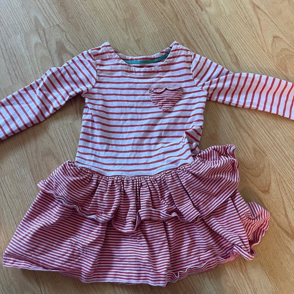 Mini Boden Striped Dress with Heart Accent